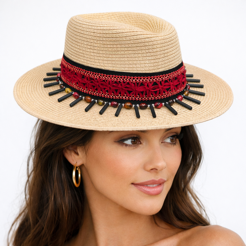Quiet Storm — handcrafted straw fedora by Left Turn Hat Co, side profile