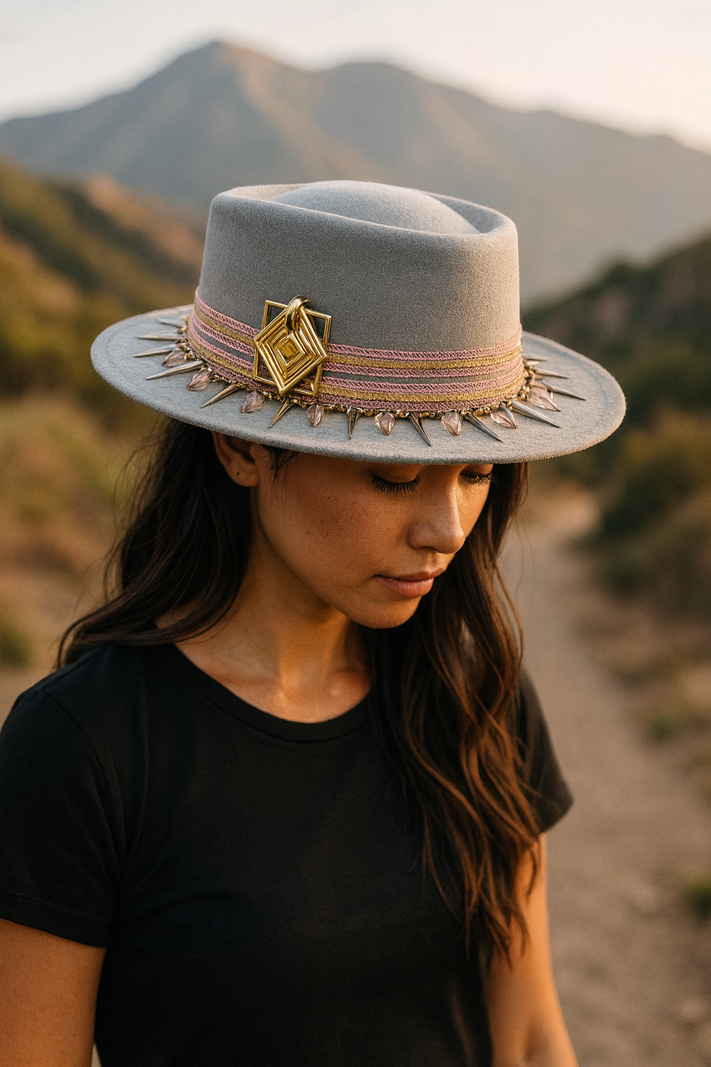 Light Up The Night — wool felt fedora by Left Turn Hat Co, band detail close-up