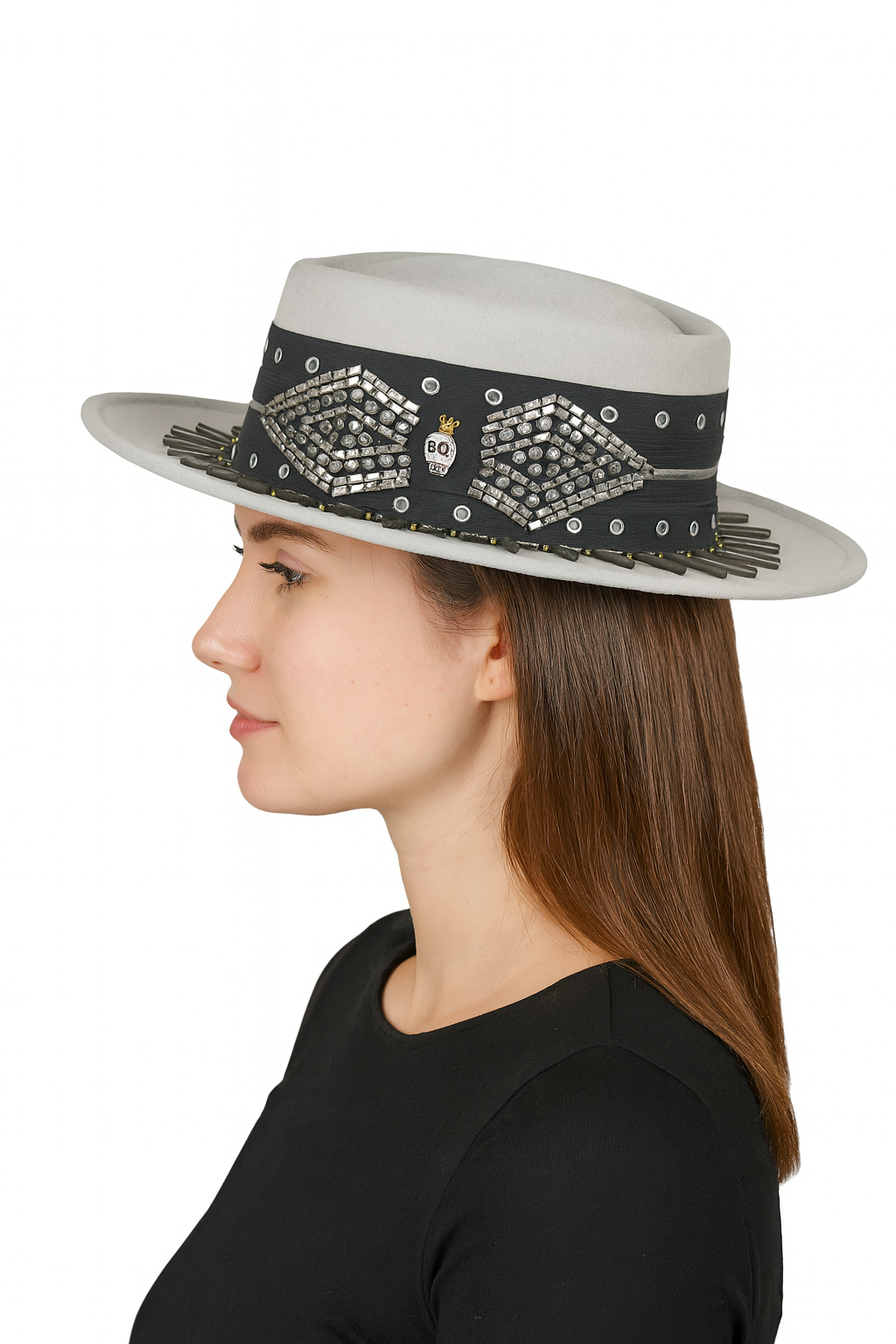 Shake Me To The Bone — wool felt fedora by Left Turn Hat Co, band detail close-up