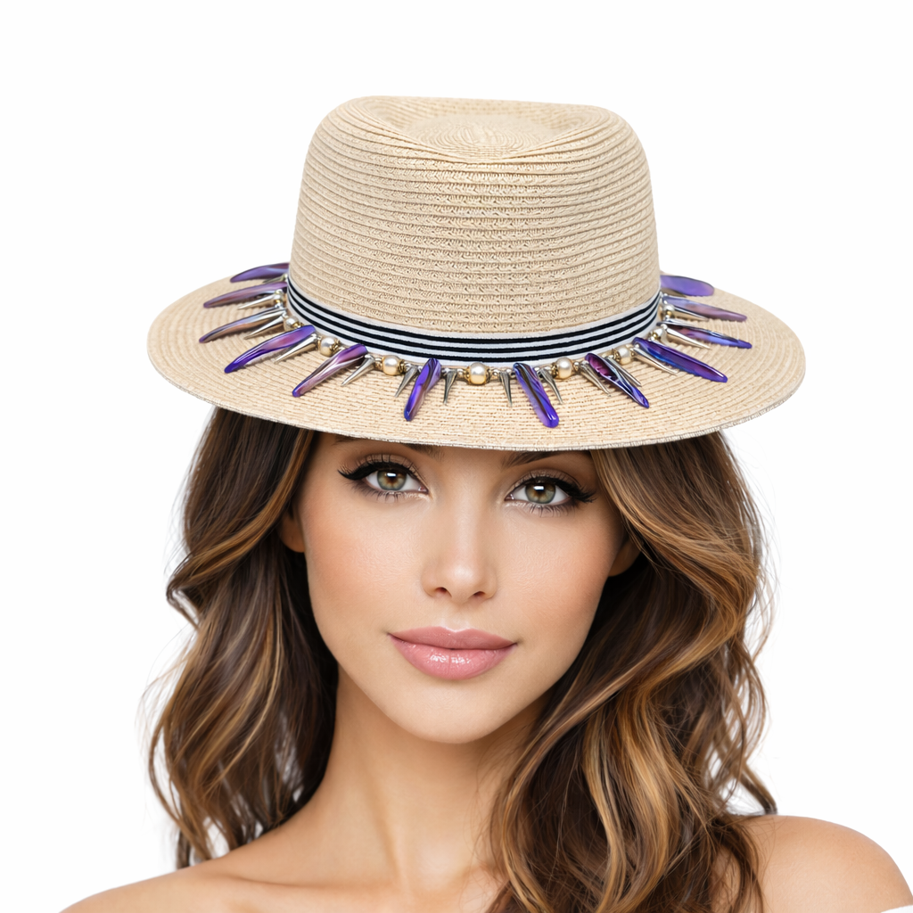 Spike My Sunshine — handcrafted straw fedora by Left Turn Hat Co, side profile