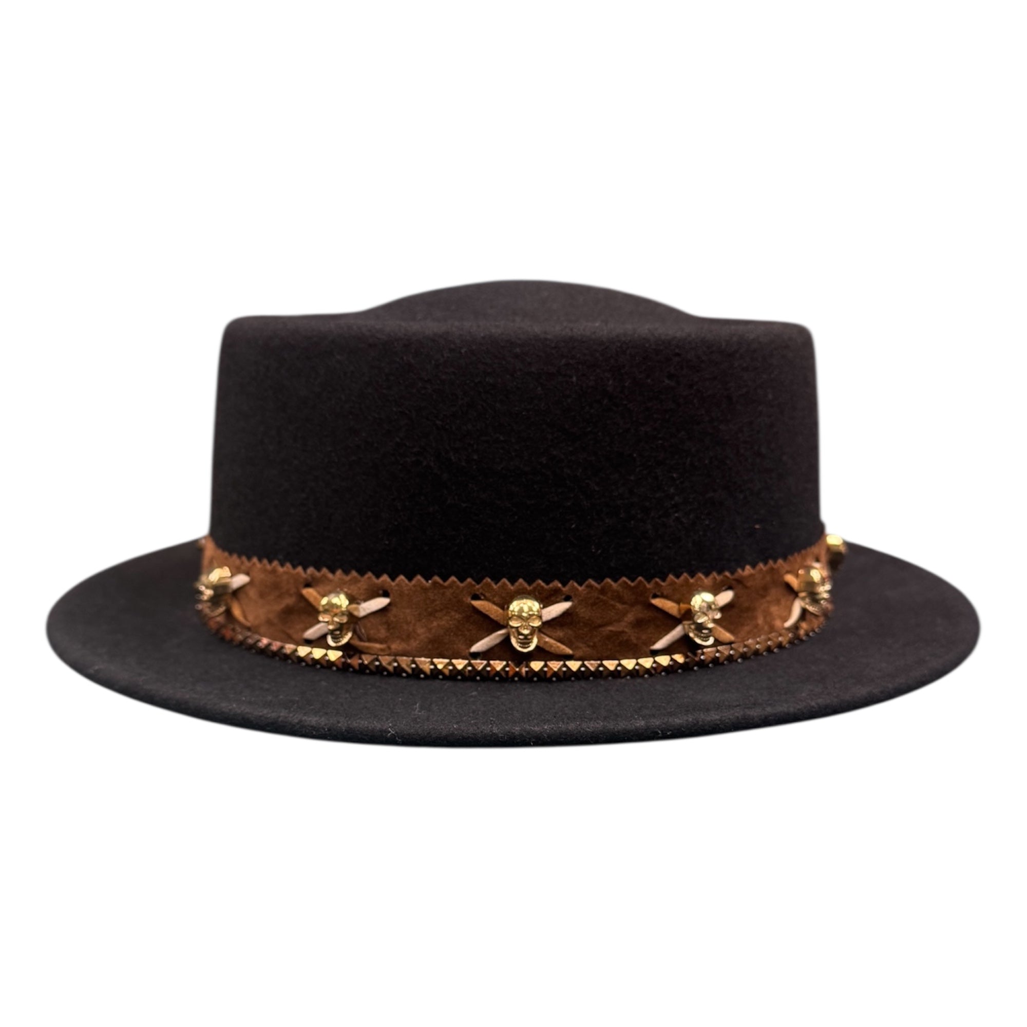 Dance With Danger — wool felt fedora by Left Turn Hat Co, band detail close-up