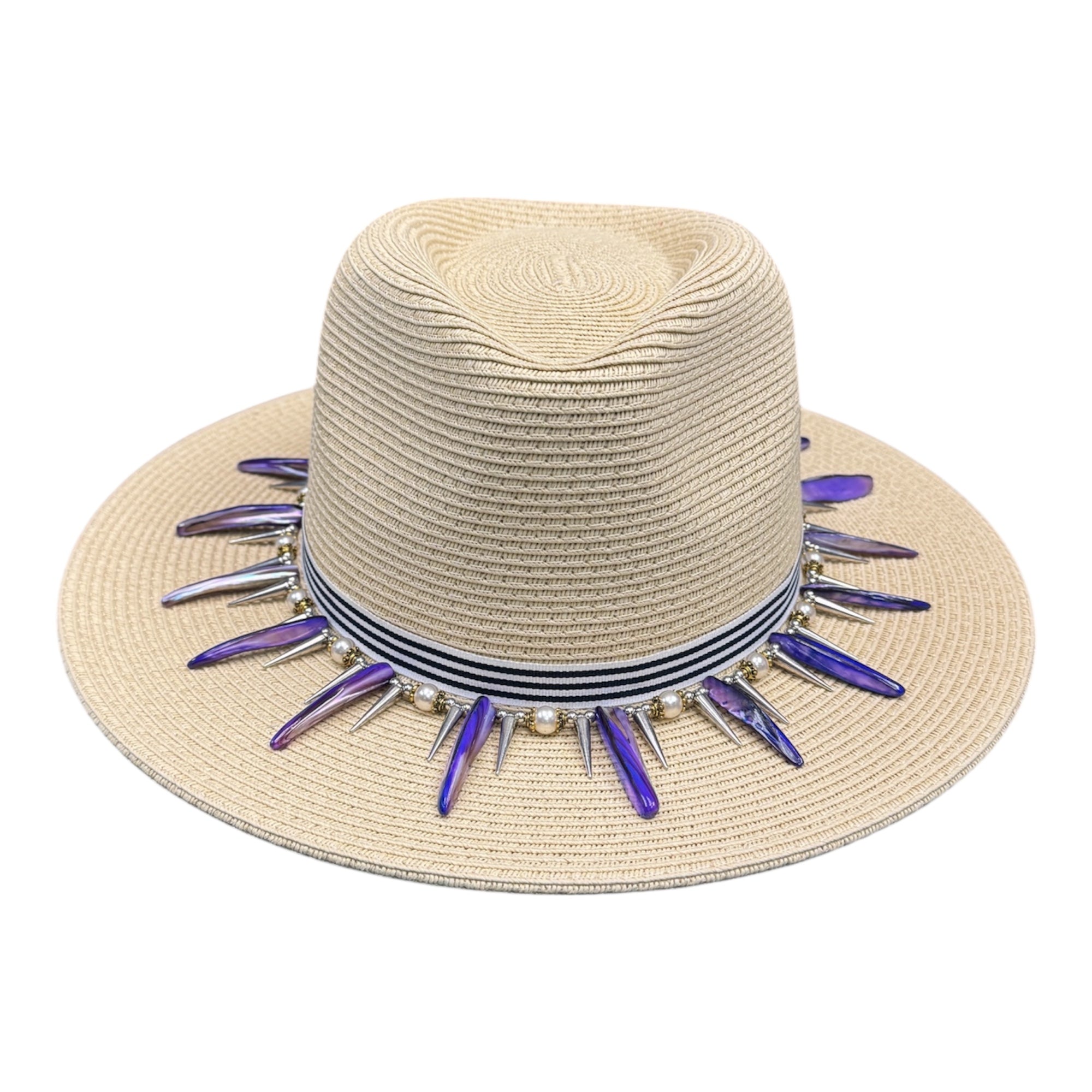 Spike My Sunshine — handcrafted straw fedora by Left Turn Hat Co, front view