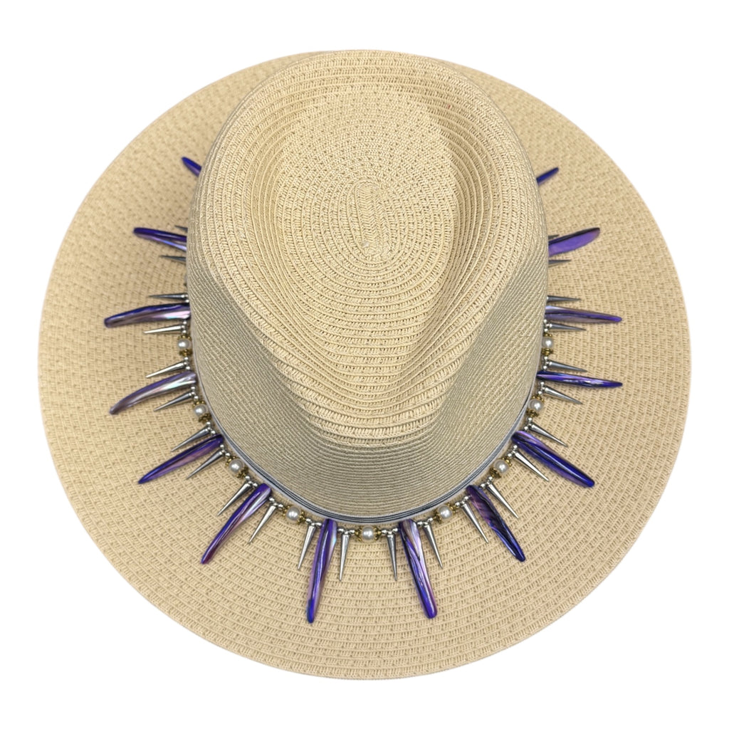 Spike My Sunshine — handcrafted straw fedora by Left Turn Hat Co, alternate angle