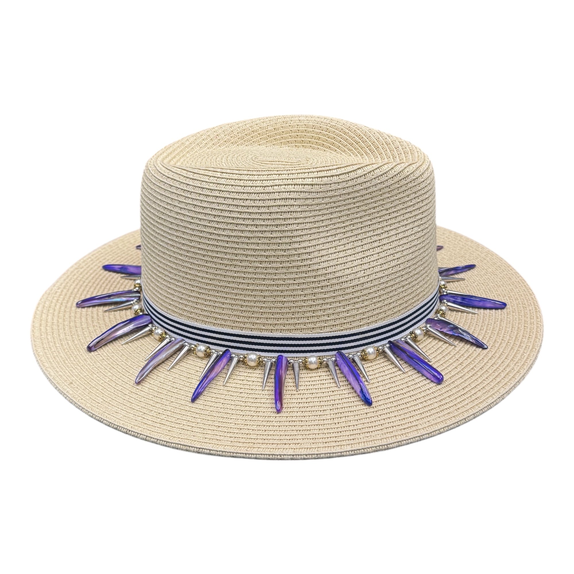 Spike My Sunshine — handcrafted straw fedora by Left Turn Hat Co, styled on model