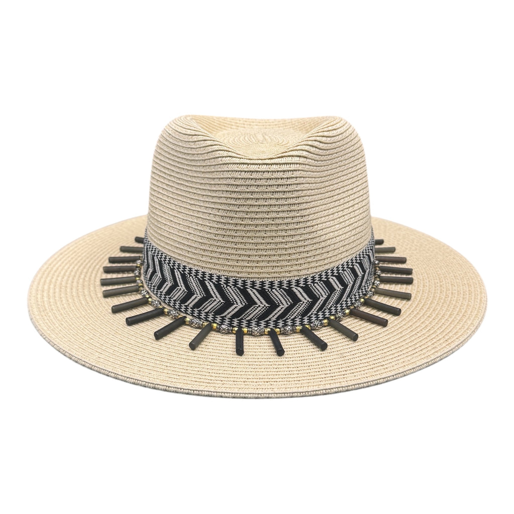 Born Wild — handcrafted straw fedora by Left Turn Hat Co, front view