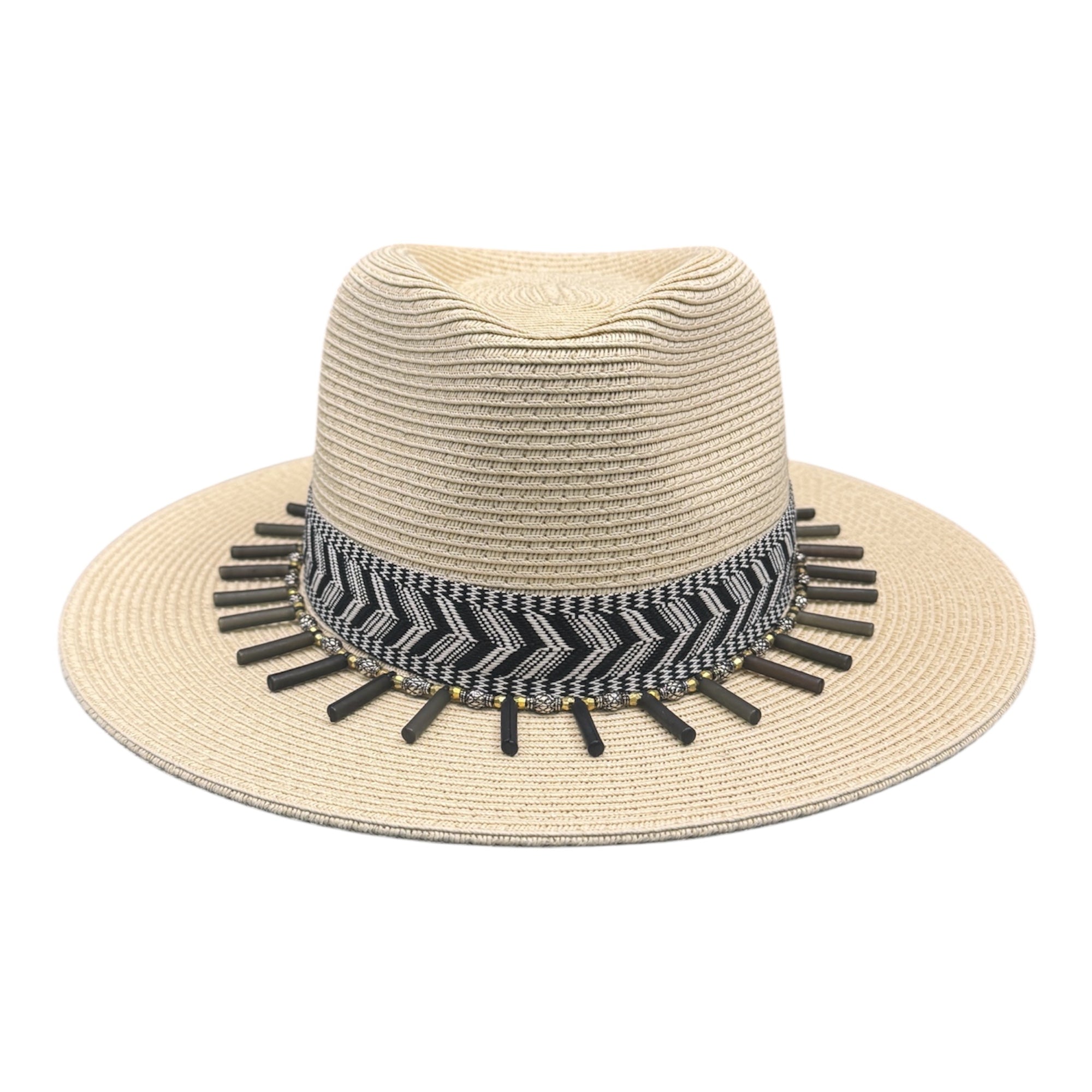 Born Wild — handcrafted straw fedora by Left Turn Hat Co, front view