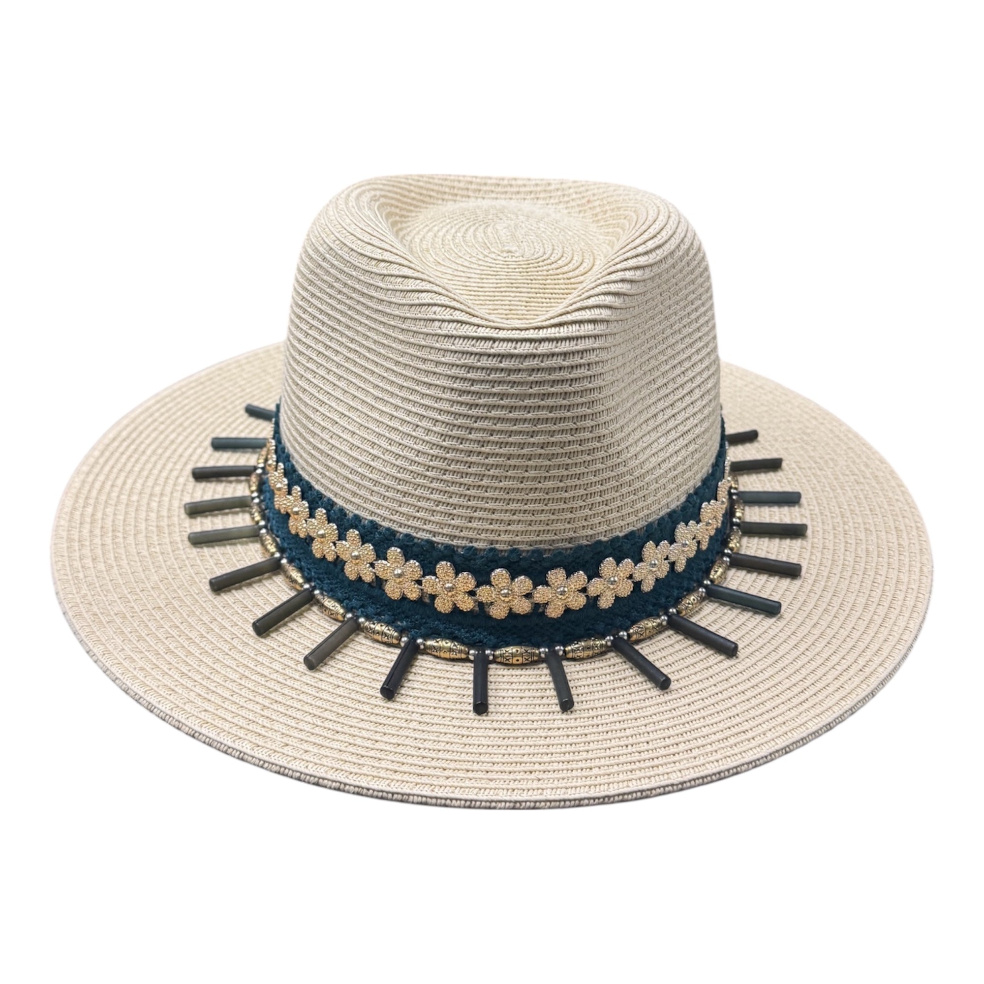 Different On Purpose — handcrafted straw fedora by Left Turn Hat Co, front view