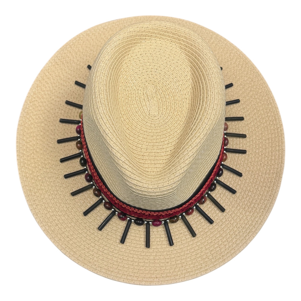 Quiet Storm — handcrafted straw fedora by Left Turn Hat Co, styled on model