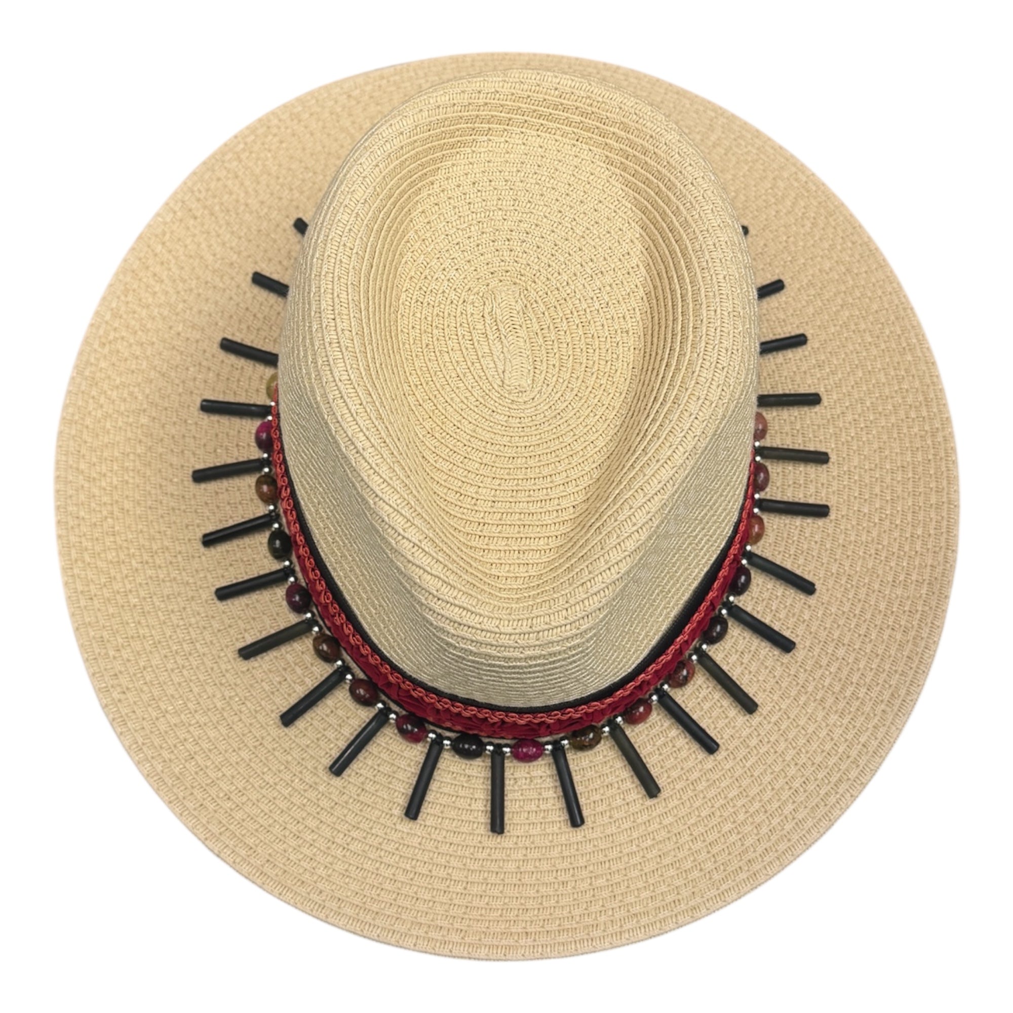 Quiet Storm — handcrafted straw fedora by Left Turn Hat Co, styled on model