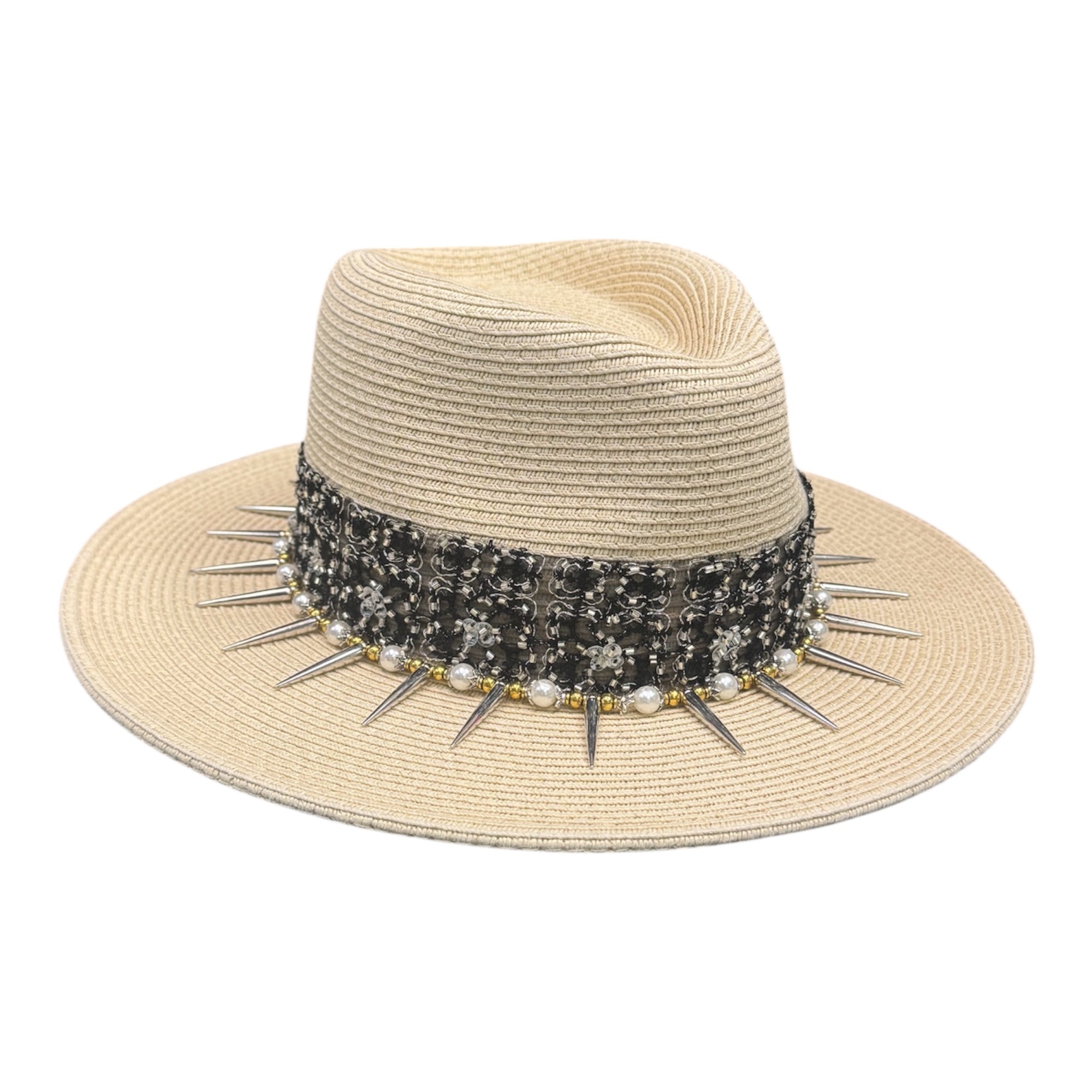 Do Not Touch — handcrafted straw fedora by Left Turn Hat Co, side profile