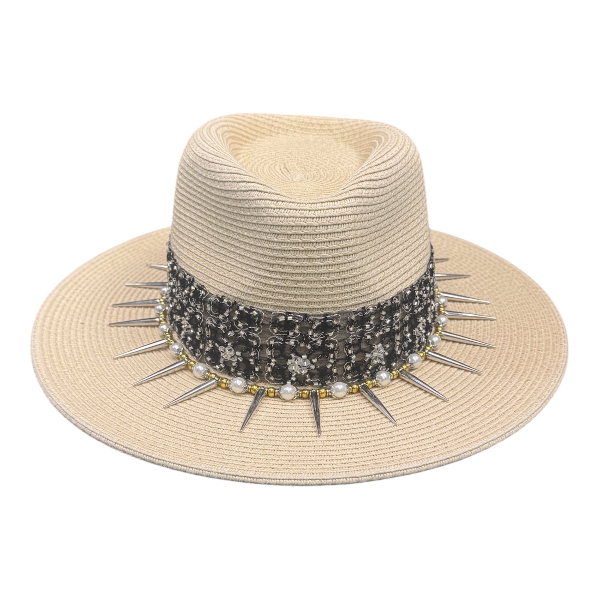 Do Not Touch — handcrafted straw fedora by Left Turn Hat Co, front view