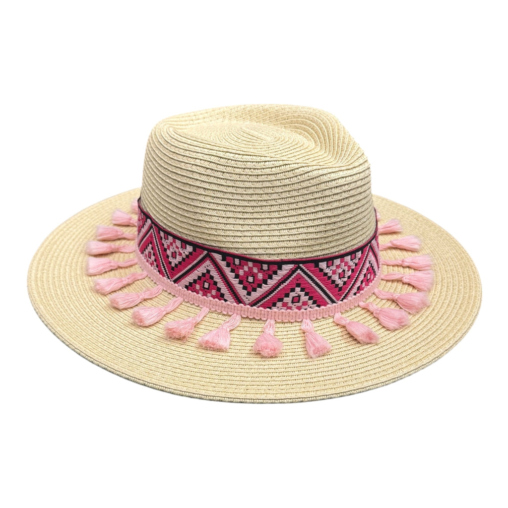 Main Character — handcrafted straw fedora by Left Turn Hat Co, band detail close-up