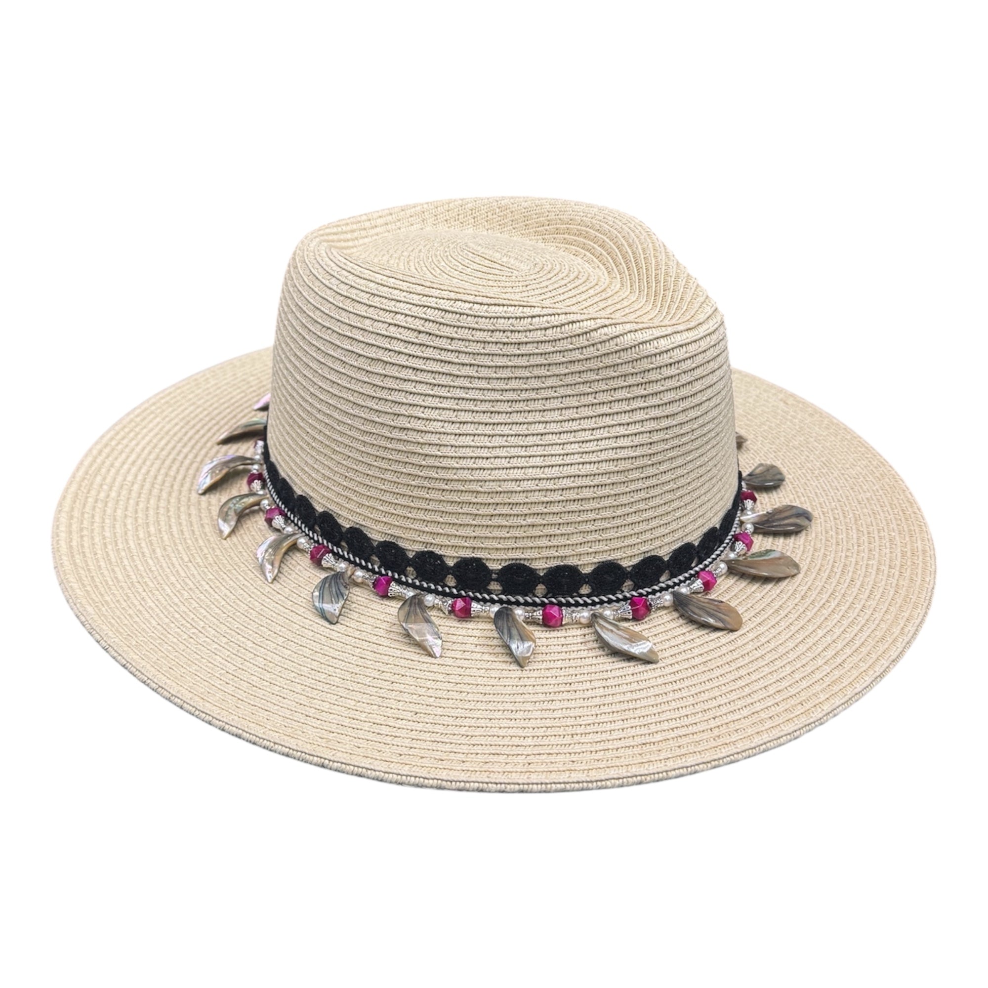 Hot Girl Shade — handcrafted straw fedora by Left Turn Hat Co, band detail close-up