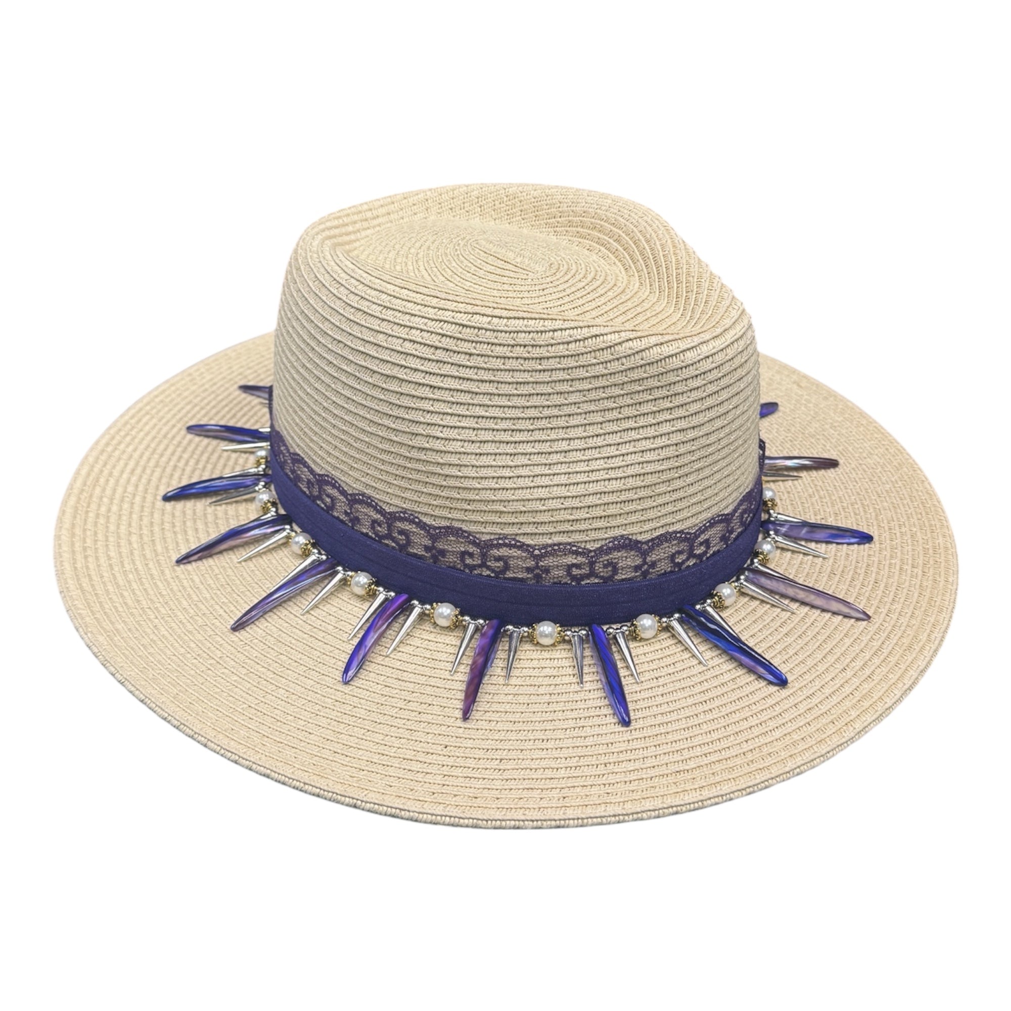 Too Hat To Handle — handcrafted straw fedora by Left Turn Hat Co, band detail close-up