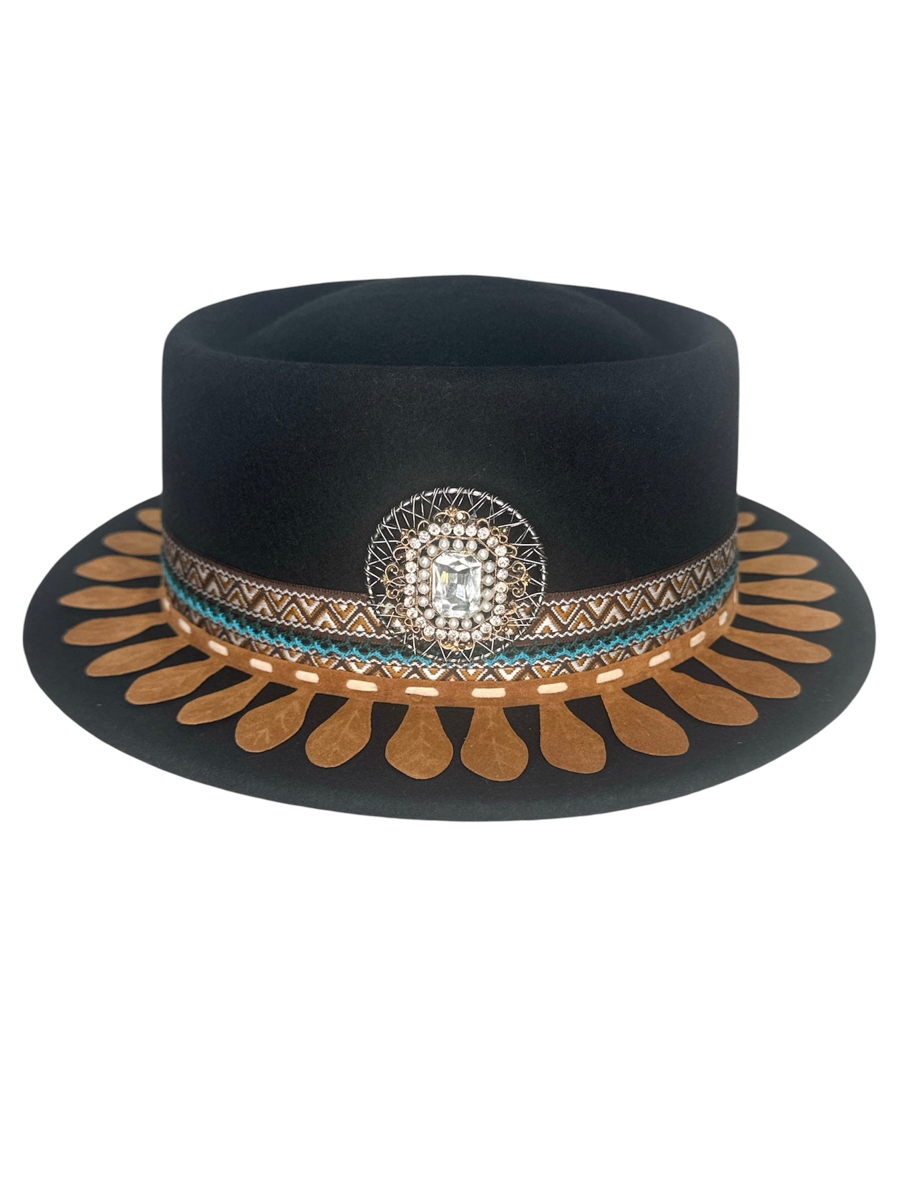 Present Moment — wool felt fedora by Left Turn Hat Co, band detail close-up