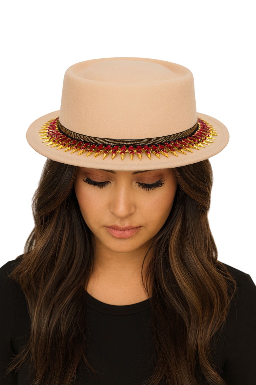 Cosmic Crown — wool felt fedora by Left Turn Hat Co, front view