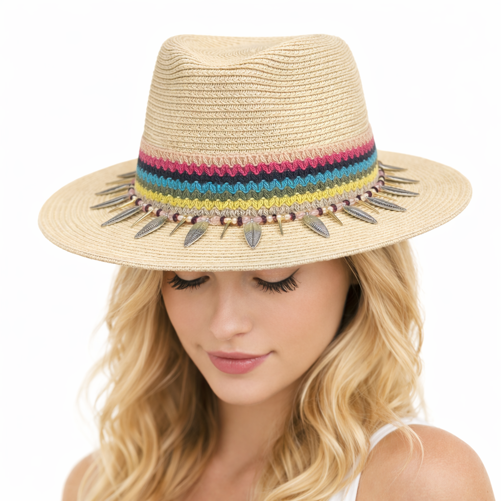 It's Summer Somewhere — handcrafted straw fedora by Left Turn Hat Co, styled on model