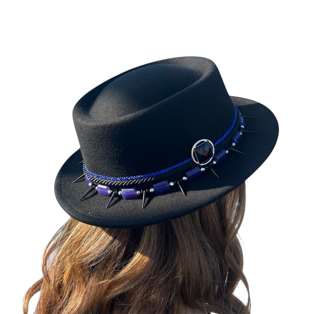 Zero Fear — wool felt fedora by Left Turn Hat Co, styled on model