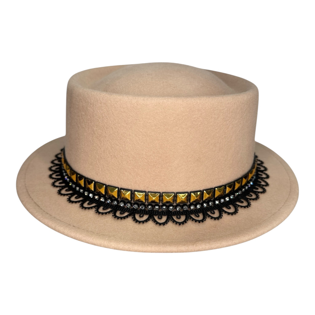 Gold And Daze — wool felt fedora by Left Turn Hat Co, front view